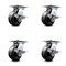 Service Caster 5 Inch Heavy Duty Phenolic Caster Set with Roller Bearings and Brakes SCC SCC-35S520-PHR-SLB-4 - alternate 1